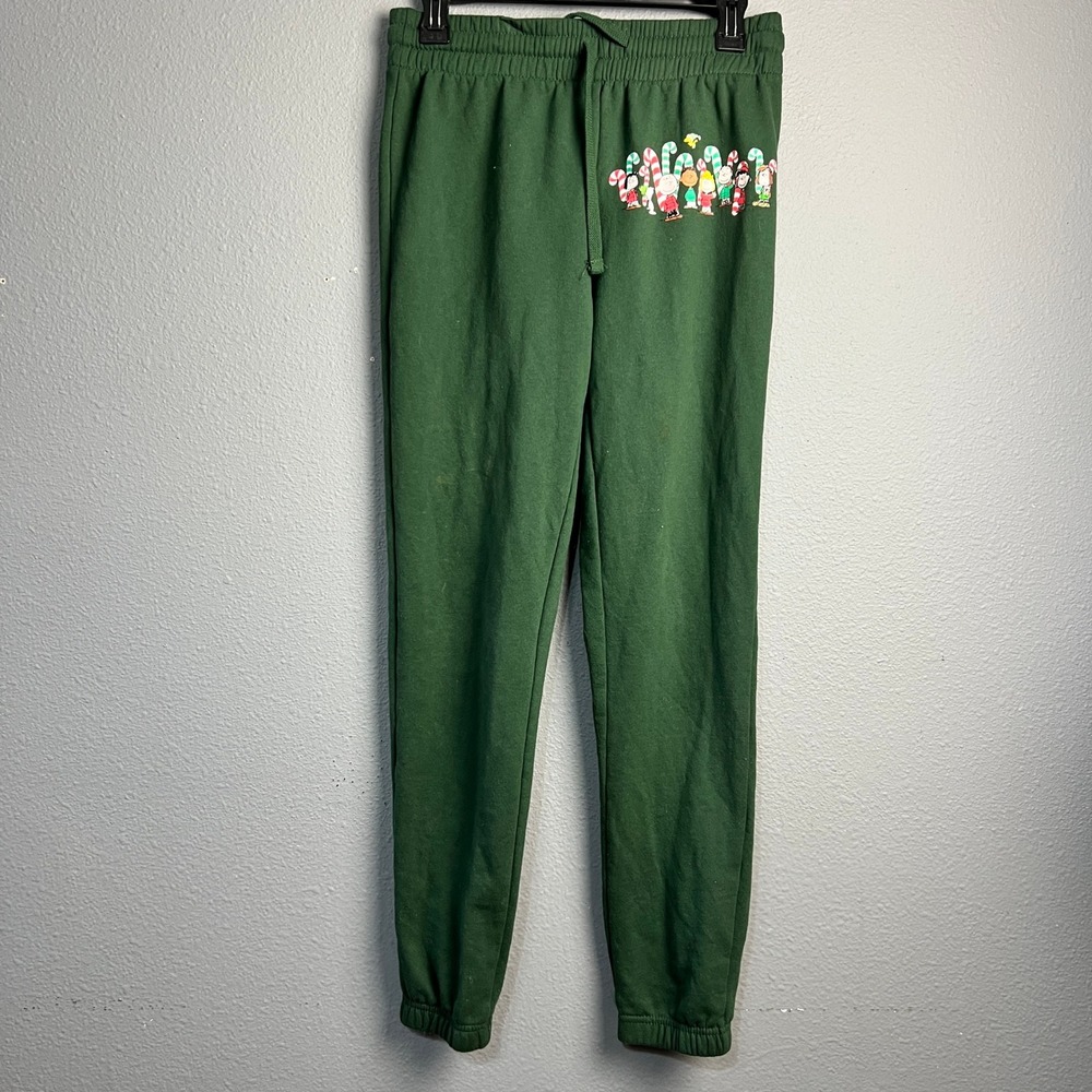 Peanuts Christmas Green Jogger Sweatpants Snoopy Charlie Brown Mens‎ Small S